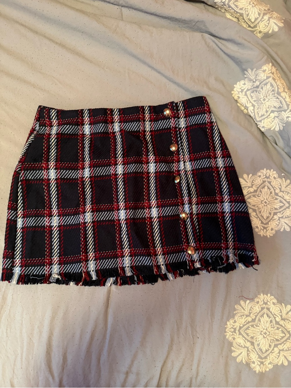 Forever 21 Preppy Plaid Button-Front Mini Skirt
